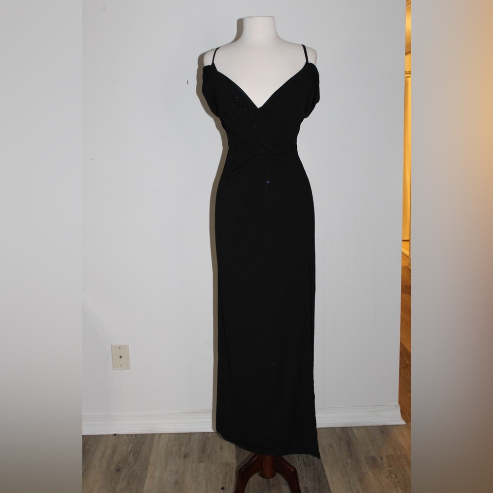 Black sparkle floor length